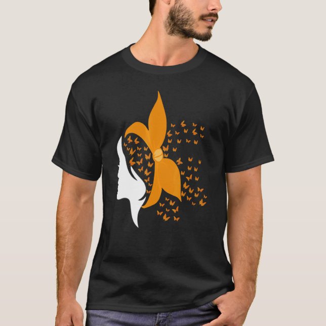 Camiseta Sra. Butterfly Naranja Ribbon Esclerosis Múltiple  (Anverso)