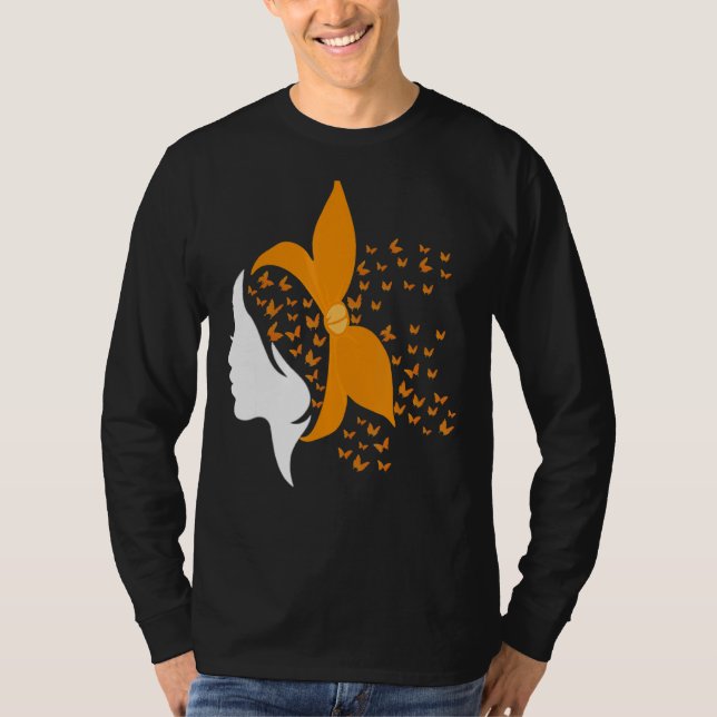 Camiseta Sra. Butterfly Naranja Ribbon Esclerosis Múltiple  (Anverso)