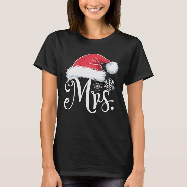 Camiseta Sra. Claus Parejas Navidades Pajamas Santa (Anverso)