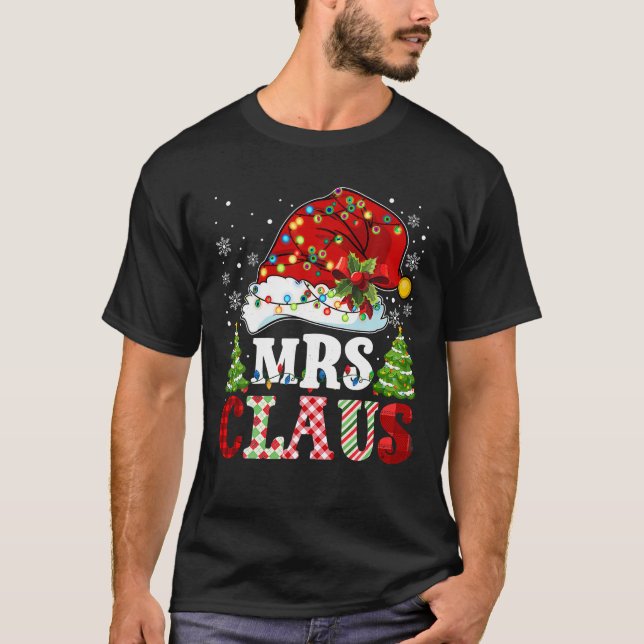 Camiseta Sra. Claus Santa Lughts Navidades Parejas Rojas De (Anverso)