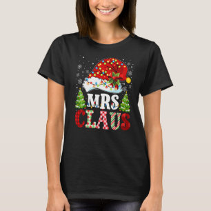 Camiseta Sra. Claus Santa Lughts Navidades Parejas Rojas De