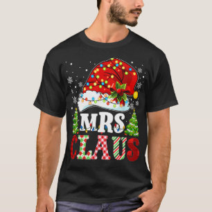 Camiseta Sra. Claus Santa Lughts Navidades Parejas Rojas De