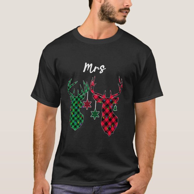 Camiseta Sra. Deer Matching Pajama Familia Red Plaid Buffal (Anverso)
