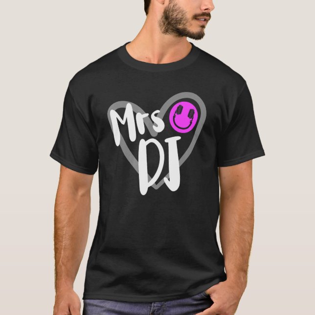 Camiseta Sra. DJ Wife Heart Disc Jockey (Anverso)