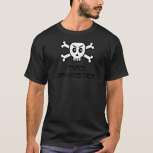 Camiseta Sra. Gangster Skull Y Palabra De Hueso Cruzado