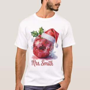 Camiseta Sra. Smith Personalized Disco Ball Santa Hat Xmas