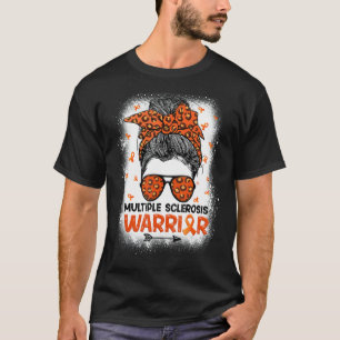 Camiseta Sra. Warrior Messy Bun Leopard Esclerosis Múltiple