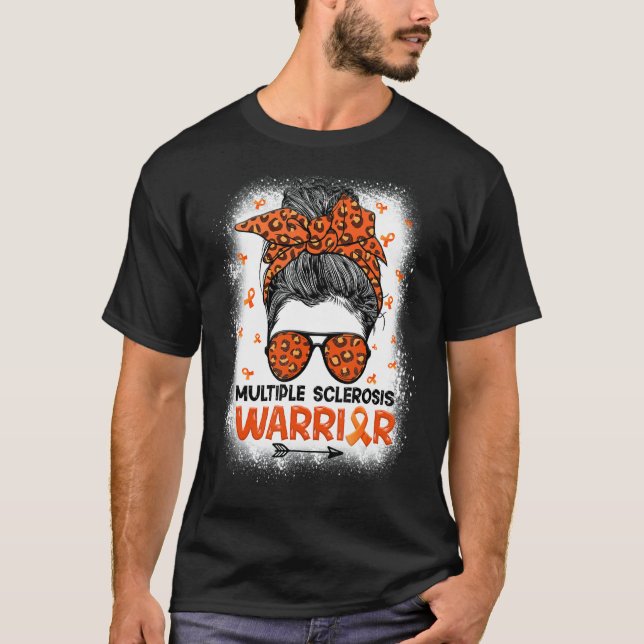 Camiseta Sra. Warrior Messy Bun Leopard Esclerosis Múltiple (Anverso)