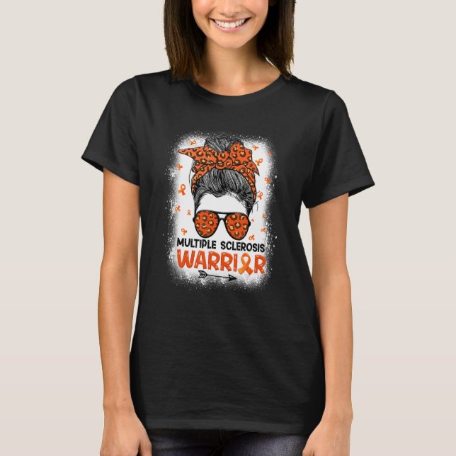 Camiseta Sra. Warrior Messy Bun Leopard Esclerosis Múltiple (Anverso)