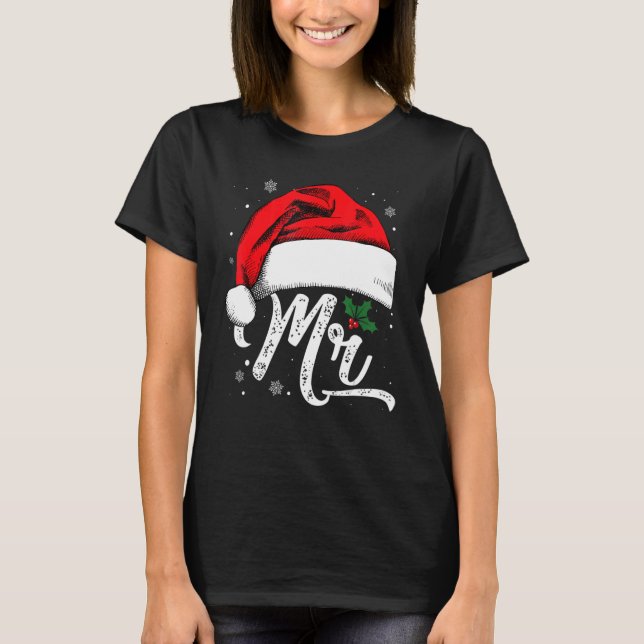 Camiseta Sra. Y Sr. Santa Hat Navidades Parejas Coincidiend (Anverso)