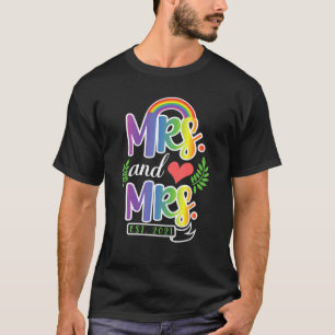 Camiseta Sra. Y Sra. Est 2021 Orgullo Parejas De Novia Lesb