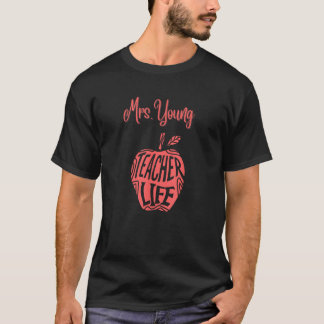 Camiseta Sra. Young Cute School Teacher Apple Orgullosa Mej