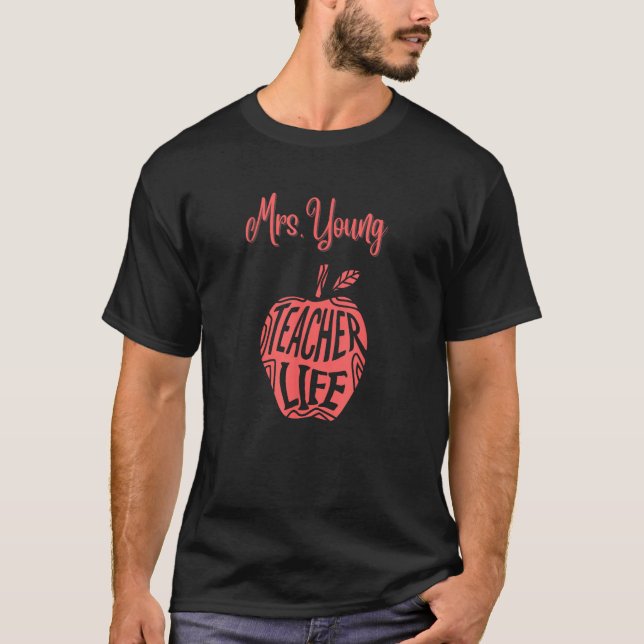 Camiseta Sra. Young Cute School Teacher Apple Orgullosa Mej (Anverso)