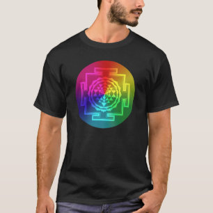 Camiseta Sri espiritual Yantra - arco iris