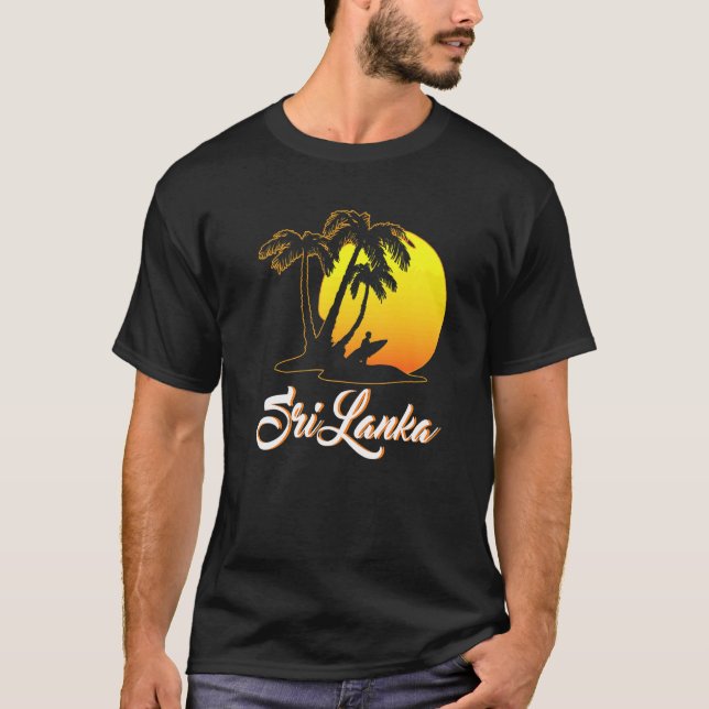 Camiseta Sri Lanka Surfer Sunset Beach Ocean Vacation Sri L (Anverso)