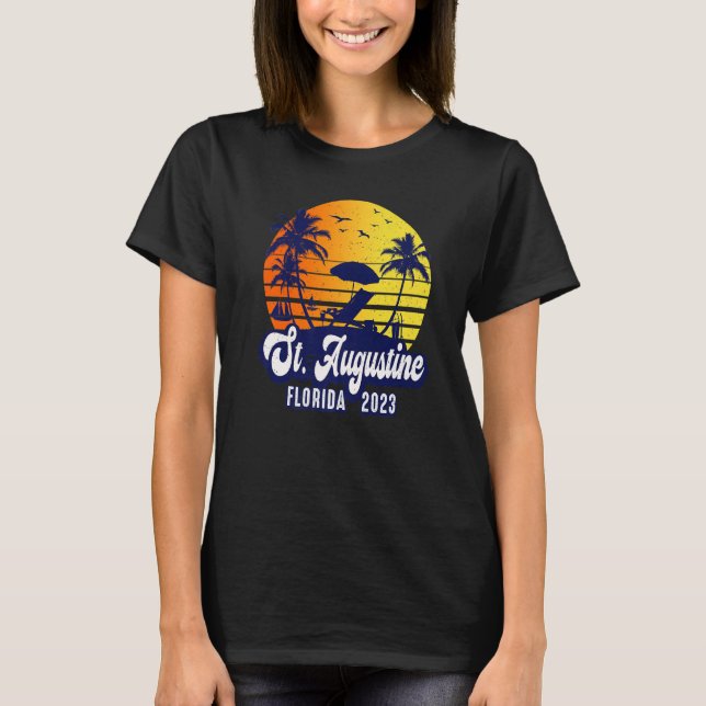 Camiseta St. Augustine 2023 Florida Sunset Beach Retro Prem (Anverso)