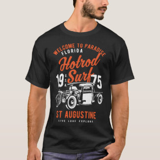 Camiseta St Augustine Florida Retro Hotrod Surf Distressed 
