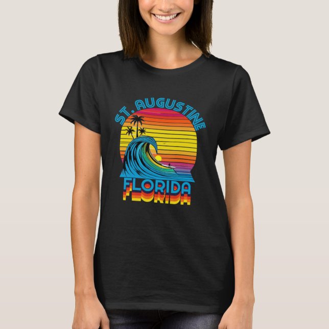 Camiseta St Augustine Florida Retro Throwback Surf & Beach  (Anverso)