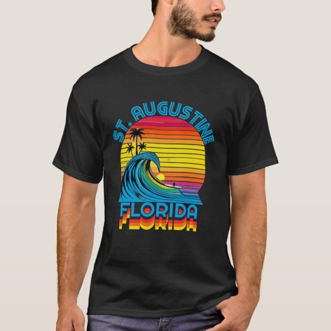 Camiseta St Augustine Florida Retro Throwback Surf & Beach  (Anverso)