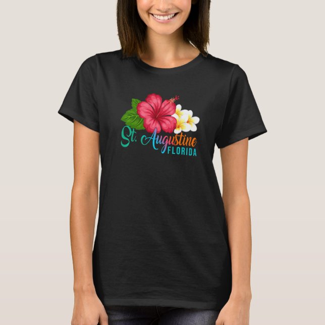 Camiseta St Augustine Vacation Florida Tropical Hibiscus Fl (Anverso)