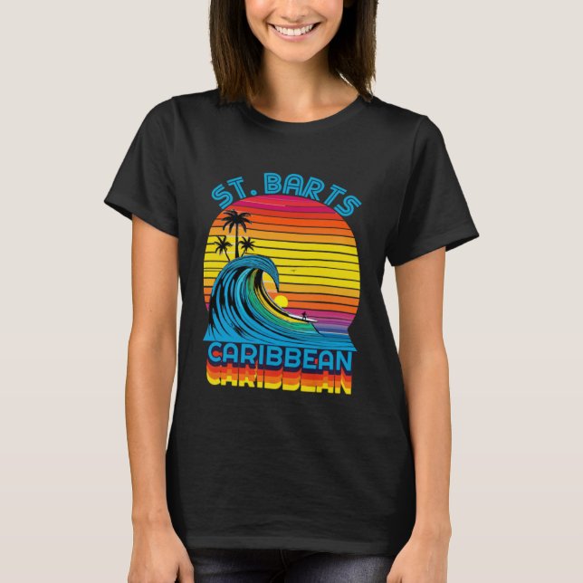 Camiseta St Barts Caribbean Retro Throwback Surf & Beach So (Anverso)