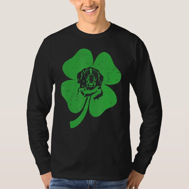 Camiseta St Bernard Dog Irish Green Shamrock C St Patricks (Anverso)