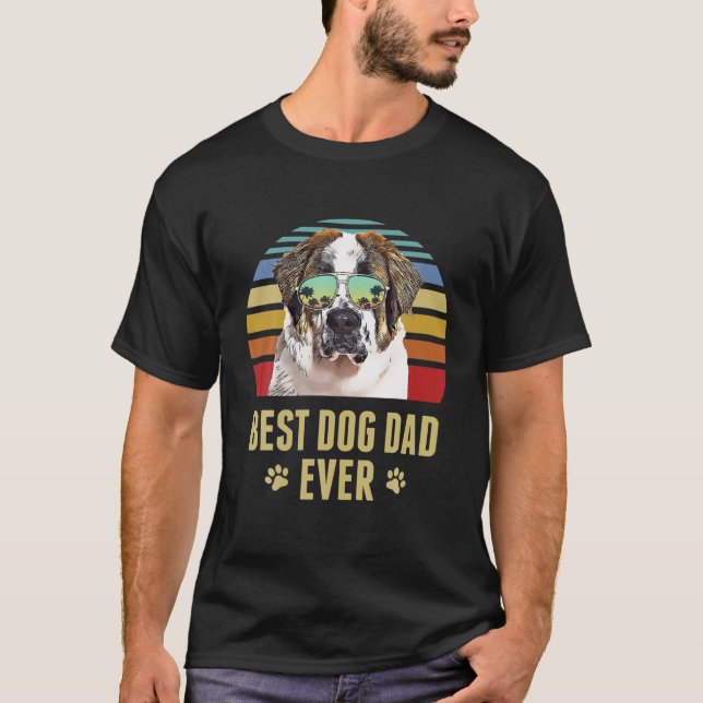 Camiseta St. Bernard Mejor Perro Papá Nunca Retro Sunset (Anverso)