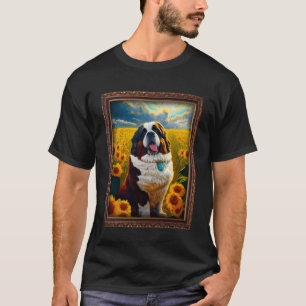 Camiseta St Bernard Pintando Flor De Girasol Mamá Flo