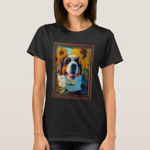 Camiseta St Bernard Pintando Flor De Girasol Mamá Flo
