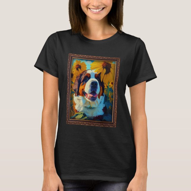 Camiseta St Bernard Pintando Flor De Girasol Mamá Flo (Anverso)