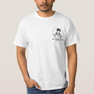Camiseta St. Carlo Acutis Icono religioso y diseño de esboz