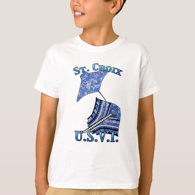 Camiseta St Croix U V.I. Vacation Tribal Stingray Ocean (Anverso)
