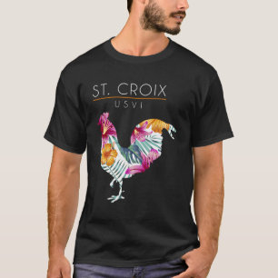 Camiseta St Croix Usvi Flor Hibiscus Chicken Lover Souven
