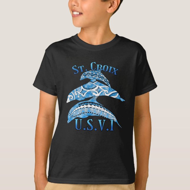 Camiseta St. Croix USVI Vacation Tribal Dolphins (Anverso)