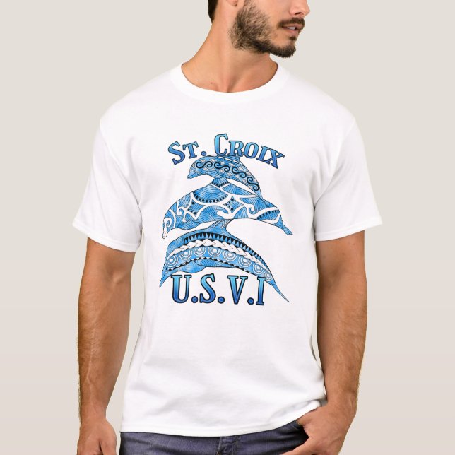 Camiseta St. Croix USVI Vacation Tribal Dolphins (Anverso)