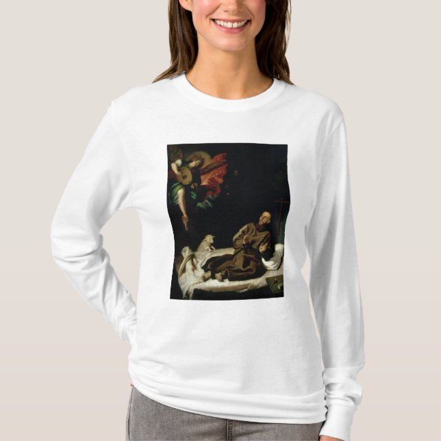 Camiseta St Francis confortó por un músico del ángel (Anverso)