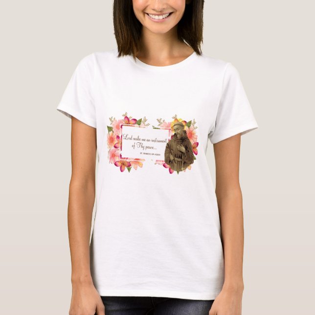 Camiseta St Francis del rezo animal de la paz del amante de (Anverso)