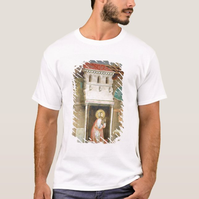 Camiseta St Francis que ruega en la iglesia de San (Anverso)