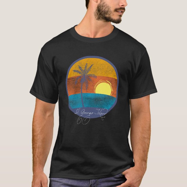 Camiseta St. George Island Florida Faded Retro Sunset (Anverso)