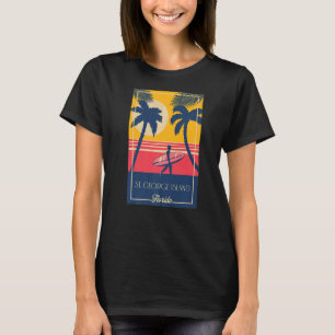 Camiseta St George Island Florida Retro Surfer Beach Sunset