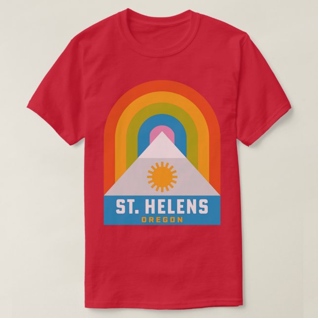 Camiseta St Helens Oregon Arcoiris Camping Senderismo (Diseño del anverso)