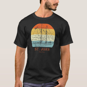 Camiseta St John Usvi Vintage Retro Blueprint Sailboat Vaca
