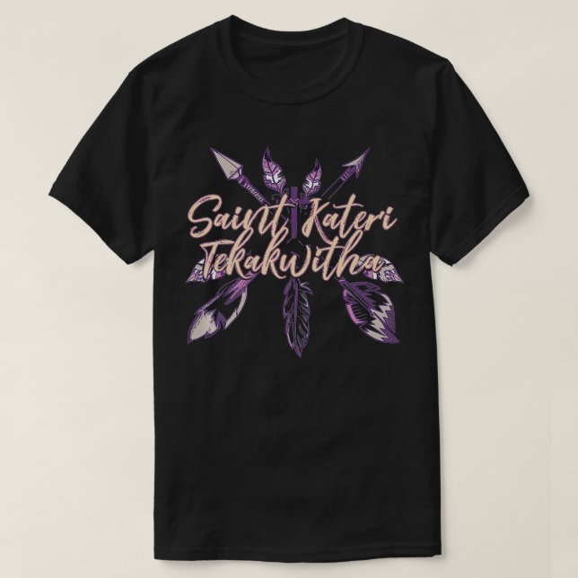 Camiseta St Kateri Tekakwitha Lirio Saint-Católico del Mo (Diseño del anverso)