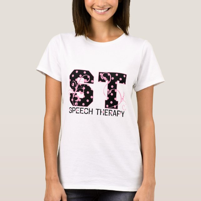 Camiseta st letter puntos de polka negros y rosados (Anverso)
