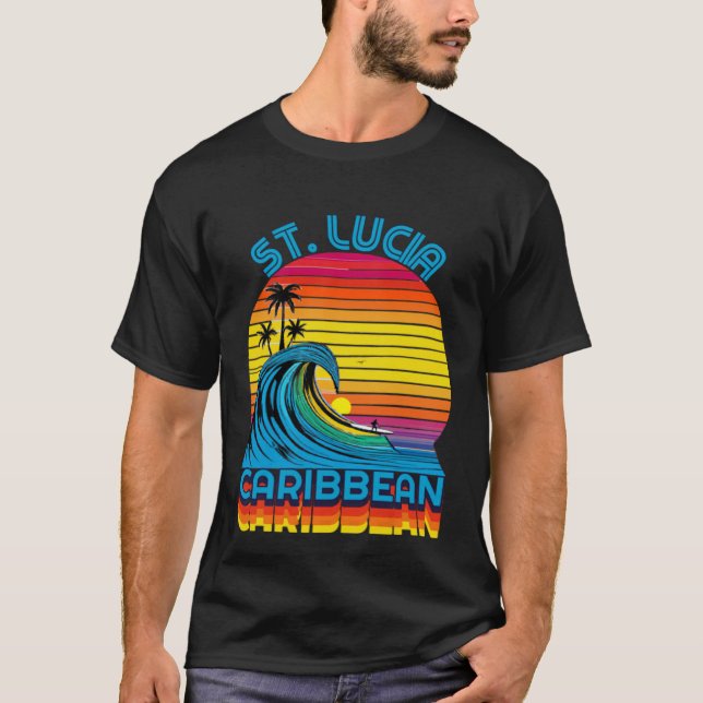 Camiseta St Lucia Caribbean Retro Throwback Surf & Beach So (Anverso)