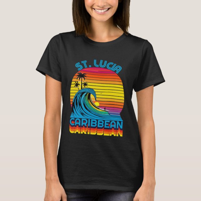Camiseta St Lucia Caribbean Retro Throwback Surf & Beach So (Anverso)