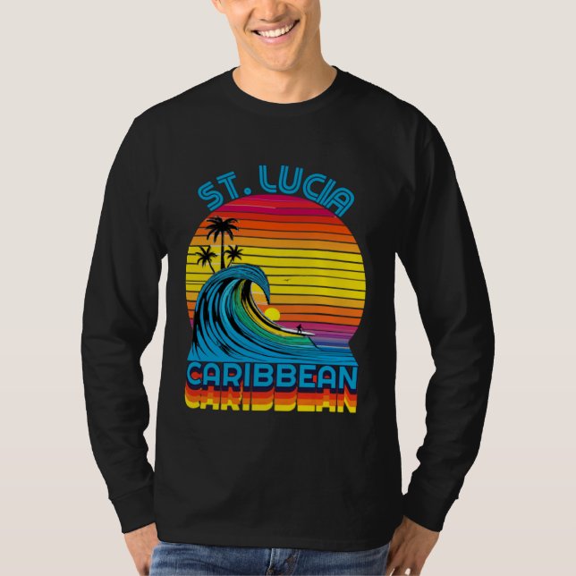 Camiseta St Lucia Caribbean Retro Throwback Surf & Beach So (Anverso)