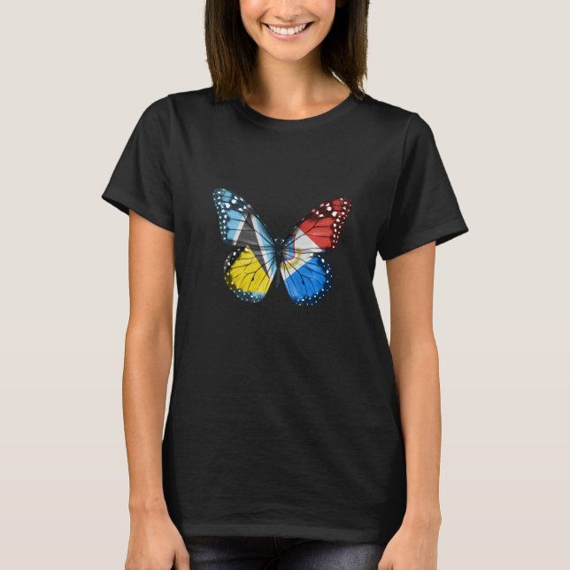Camiseta St Lucian Sint Maartener Flag Butterfly   (Anverso)