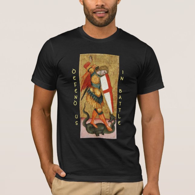 Camiseta St. Michael Archangel y Dragon Sienese Black (Anverso)
