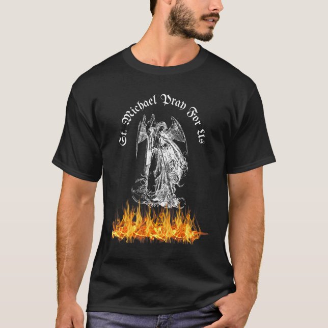 Camiseta St Michael: Reza por que nos echemos Satanás a H (Anverso)